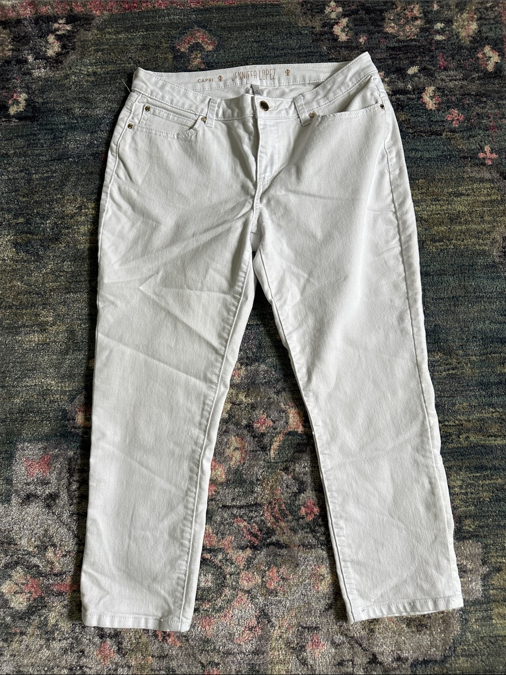 Jennifer Lopez White Cropped Cotton Blend Capri Jeans Like New Women’s Size 10